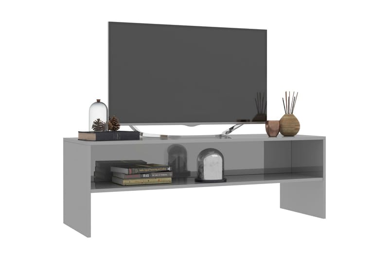 TV-benk høyglans grå 120x40x40 cm sponplate - Grå - Møbler - Mediamøbel & tv møbel - TV-benk & mediabenk