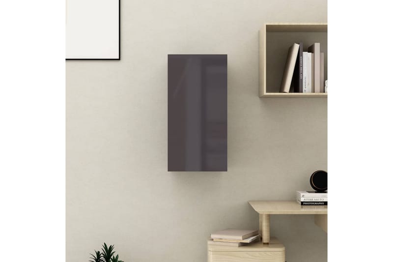 TV-benk høyglans grå 30,5x30x60 cm sponplate - Grå - TV-benk & mediabenk