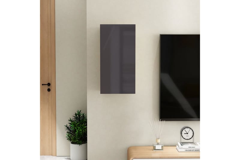 TV-benk høyglans grå 30,5x30x60 cm sponplate - Grå - TV-benk & mediabenk