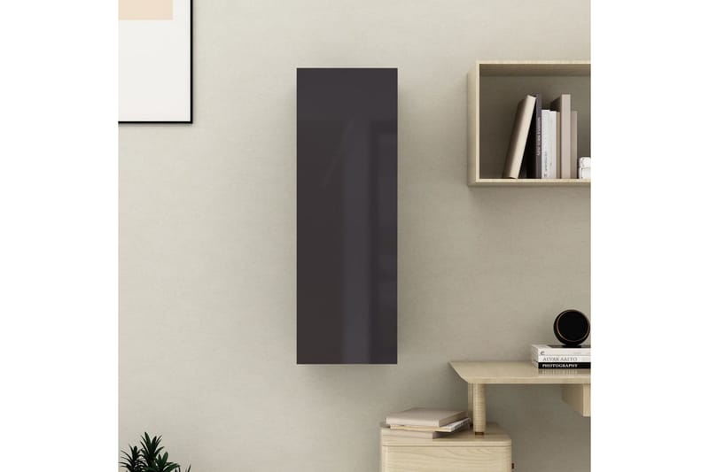 TV-benk høyglans grå 30,5x30x90 cm sponplate - Grå - TV-benk & mediabenk