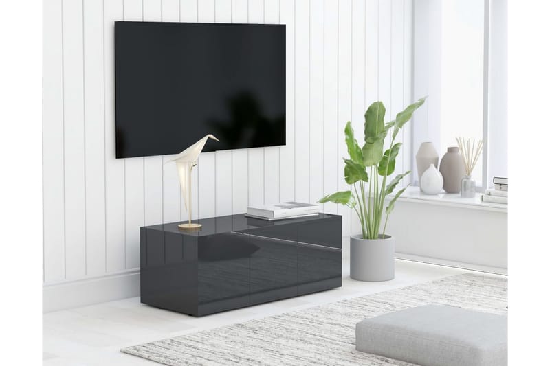 TV-benk høyglans grå 80x34x30 cm sponplate - TV-benk & mediabenk