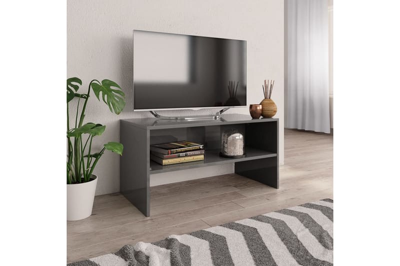 TV-benk høyglans grå 80x40x40 cm sponplate - Grå - TV-benk & mediabenk