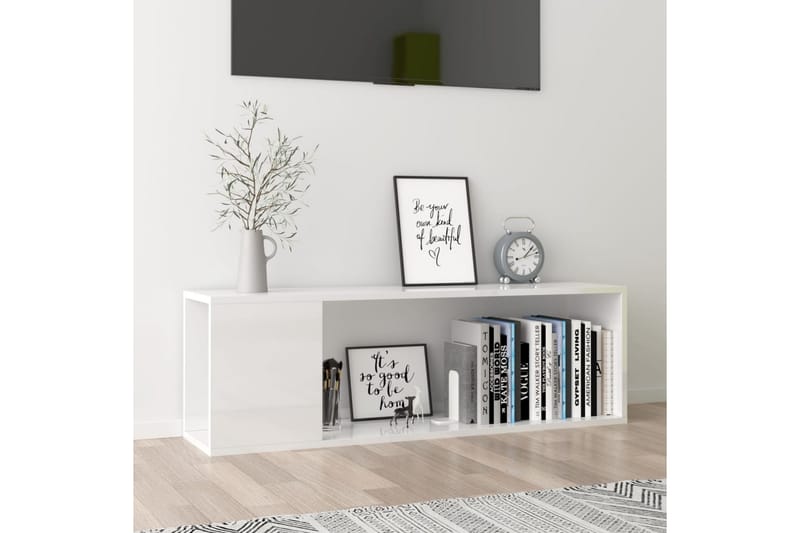 TV-benk høyglans hvit 100x24x32 cm sponplate - Hvit - Møbler - Mediamøbel & tv møbel - TV-benk & mediabenk