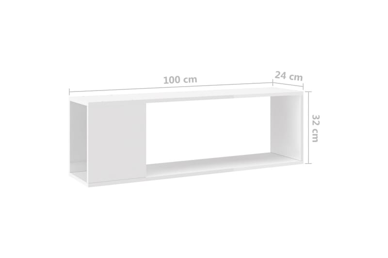 TV-benk høyglans hvit 100x24x32 cm sponplate - Hvit - Møbler - Mediamøbel & tv møbel - TV-benk & mediabenk