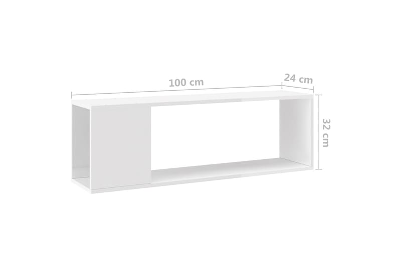 TV-benk høyglans hvit 100x24x32 cm sponplate - Hvit - TV-benk & mediabenk