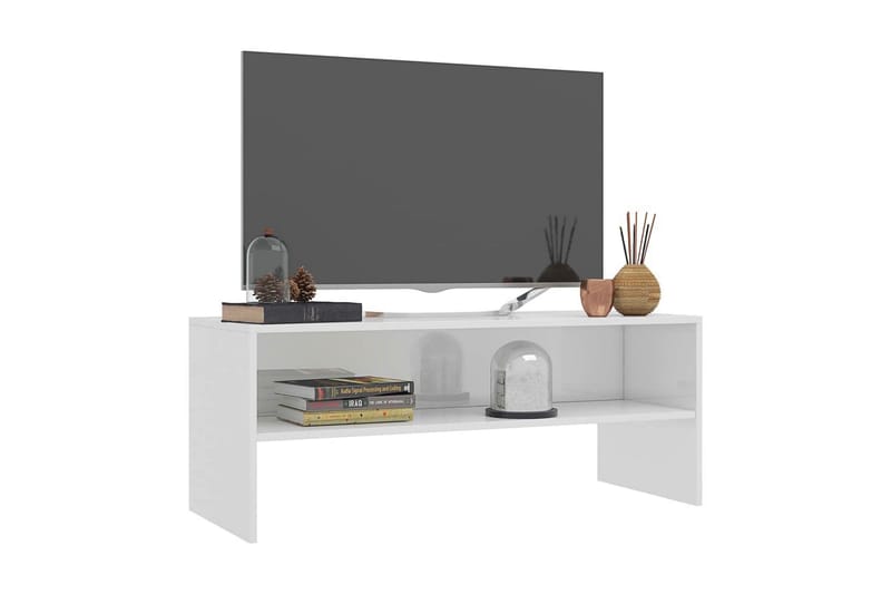 TV-benk høyglans hvit 100x40x40 cm sponplate - Hvit - TV-benk & mediabenk
