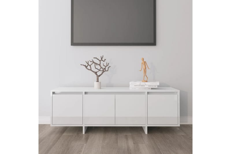 TV-benk høyglans hvit 120x30x40,5 cm sponplate - Hvit - Møbler - Mediamøbel & tv møbel - TV-benk & mediabenk