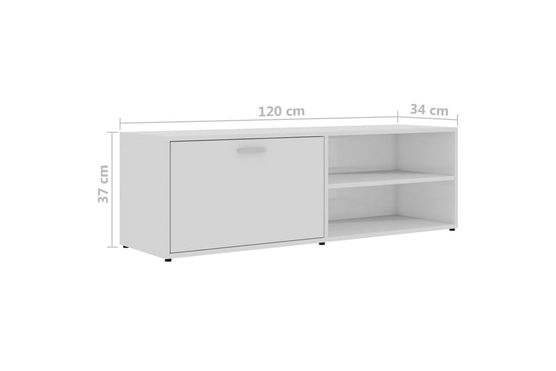 TV-benk høyglans hvit 120x34x37 cm sponplate - Hvit - Møbler - Mediamøbel & tv møbel - TV-benk & mediabenk