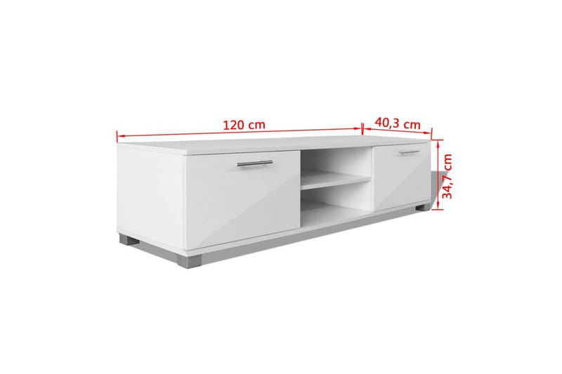 TV-benk høyglans hvit 120x40,3x34,7 cm - Hvit - Møbler - Mediamøbel & tv møbel - TV-benk & mediabenk