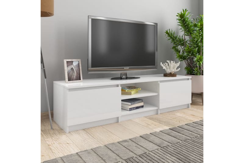 TV-benk høyglans hvit 140x40x35,5 cm sponplate - Hvit - TV-benk & mediabenk