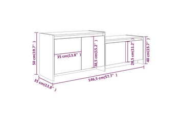 TV-benk høyglans hvit 146,5x35x50 cm sponplate - Hvit - Møbler - Mediamøbel & tv møbel - TV-benk & mediabenk
