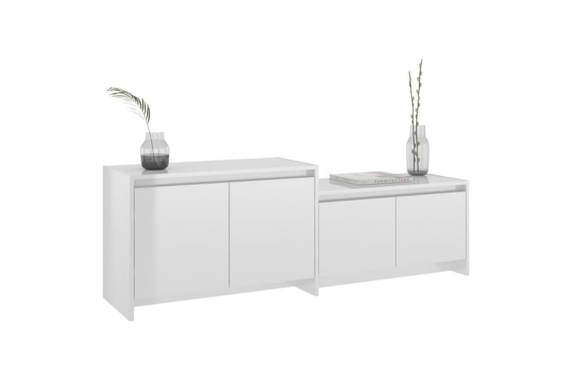 TV-benk høyglans hvit 146,5x35x50 cm sponplate - Hvit - Møbler - Mediamøbel & tv møbel - TV-benk & mediabenk