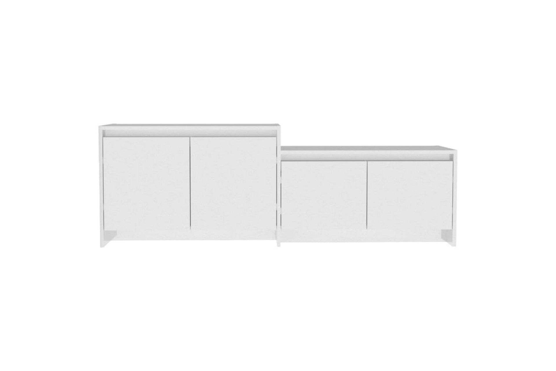 TV-benk høyglans hvit 146,5x35x50 cm sponplate - Hvit - Møbler - Mediamøbel & tv møbel - TV-benk & mediabenk