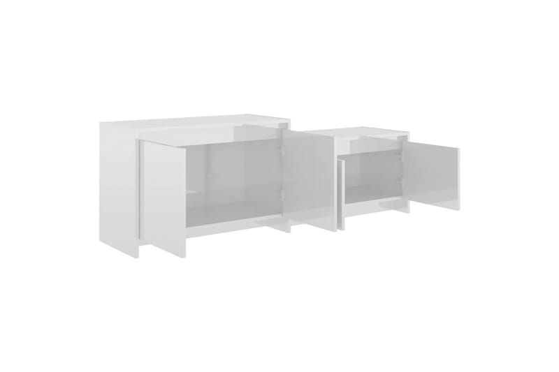 TV-benk høyglans hvit 146,5x35x50 cm sponplate - Hvit - Møbler - Mediamøbel & tv møbel - TV-benk & mediabenk