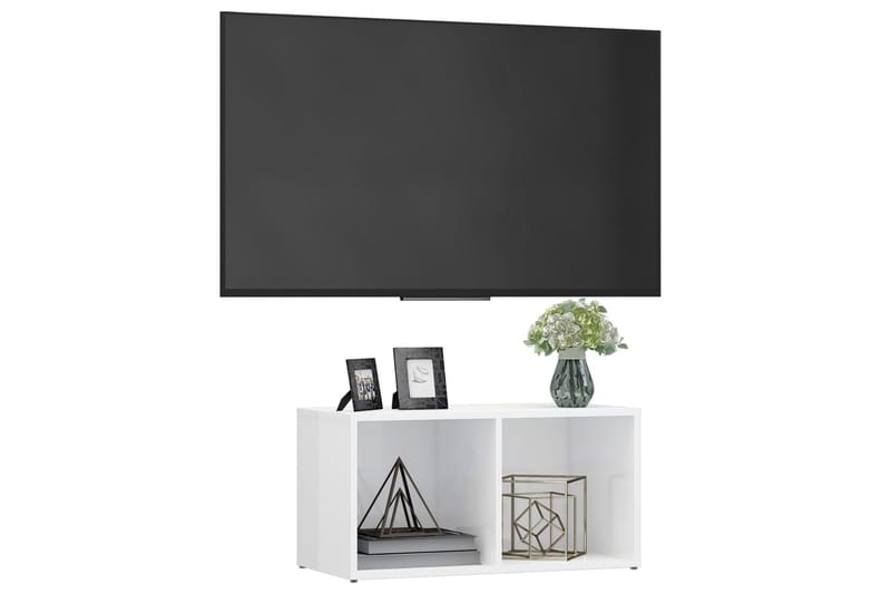 TV-benk høyglans hvit 72x35x36,5 cm sponplate - Hvit - TV-benk & mediabenk