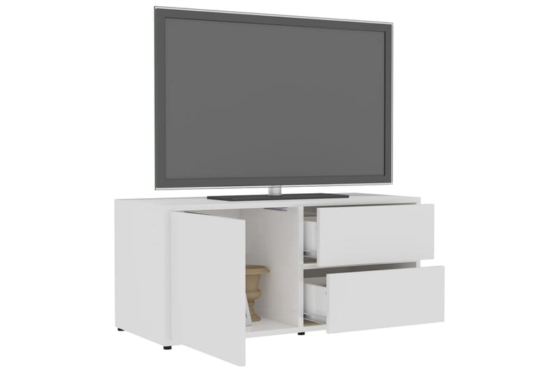 TV-benk høyglans hvit 80x34x36 cm sponplate - Hvit - TV-benk & mediabenk