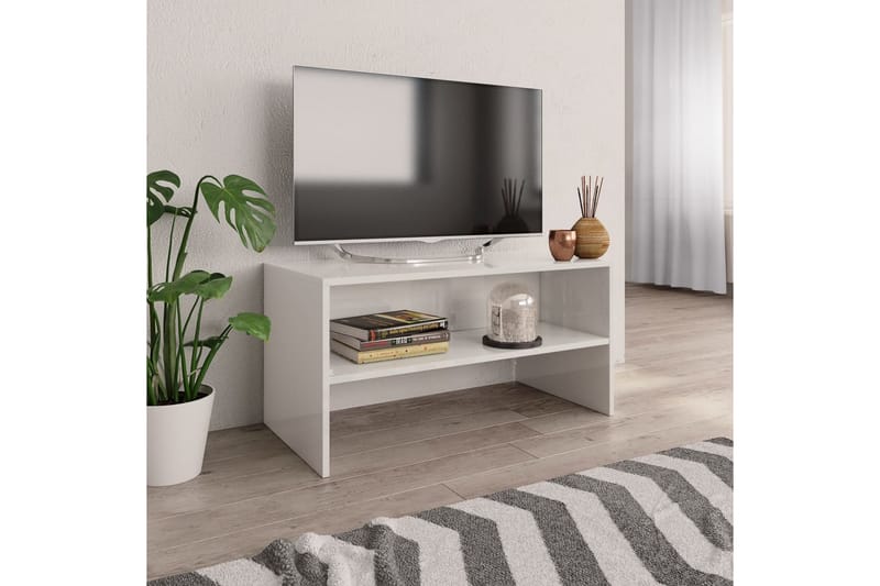 TV-benk høyglans hvit 80x40x40 cm sponplate - Hvit - TV-benk & mediabenk