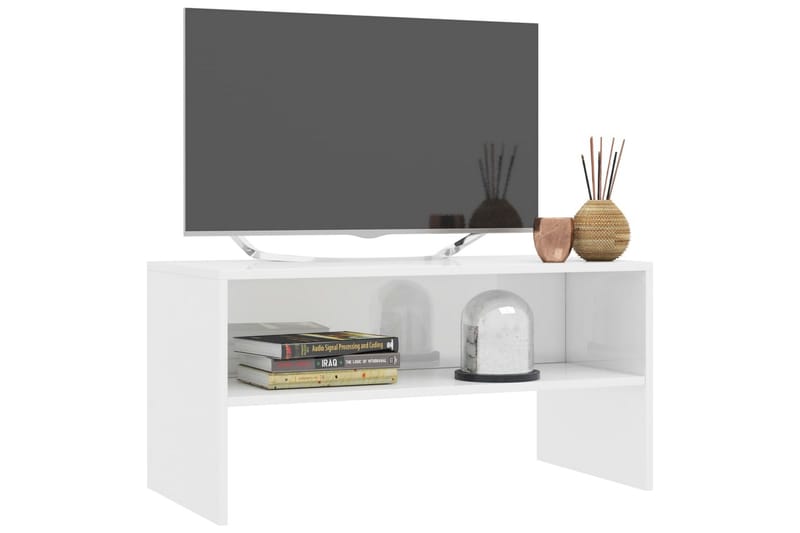 TV-benk høyglans hvit 80x40x40 cm sponplate - Hvit - TV-benk & mediabenk