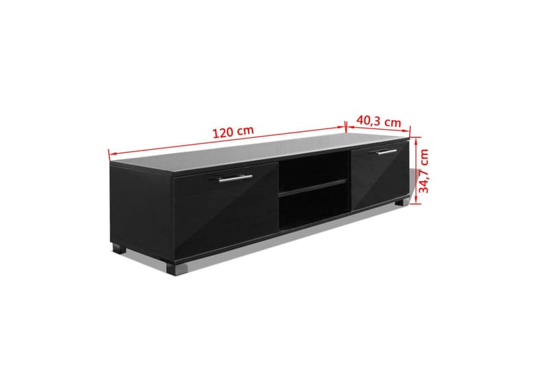 TV-benk høyglans sort 120x40,3x34,7 cm - Svart - Møbler - Mediamøbel & tv møbel - TV-benk & mediabenk