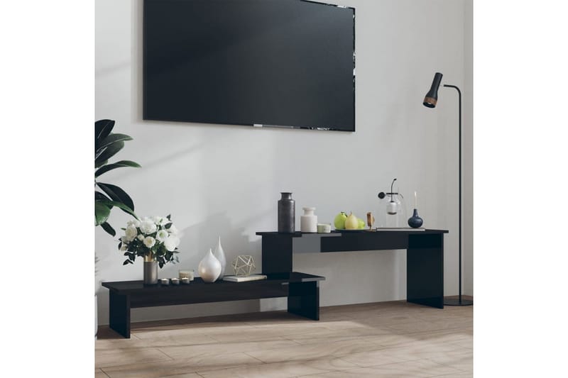 TV-benk høyglans svart 180x30x43 cm sponplate - Svart - TV-benk & mediabenk