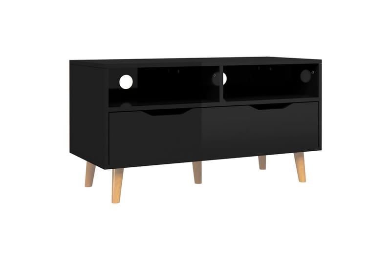 TV-benk høyglans svart 90x40x48,5 cm sponplate - Svart - Møbler - Mediamøbel & tv møbel - TV-benk & mediabenk