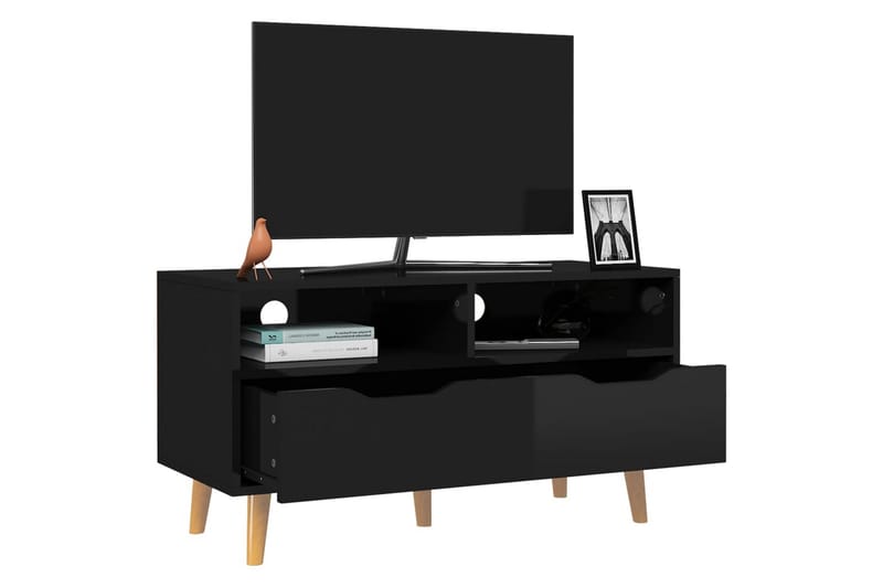 TV-benk høyglans svart 90x40x48,5 cm sponplate - Svart - Møbler - Mediamøbel & tv møbel - TV-benk & mediabenk
