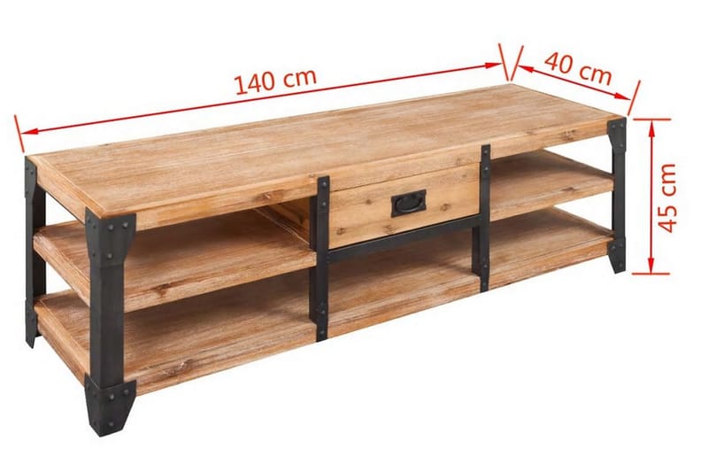 TV-benk heltre akasie 140x40x45 cm - Brun - Møbler - Mediamøbel & tv møbel - TV-benk & mediabenk