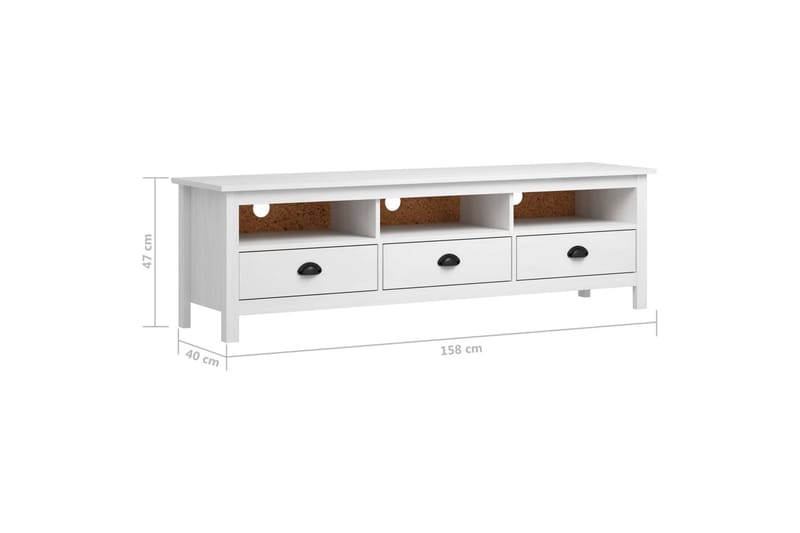 TV-benk Hill Range hvit 158x40x47 cm heltre furu - Møbler - Mediamøbel & tv møbel - TV-benk & mediabenk