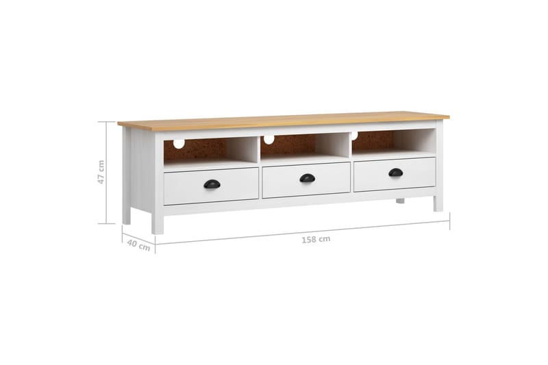 TV-benk Hill Range hvit 158x40x47 cm heltre furu - Møbler - Mediamøbel & tv møbel - TV-benk & mediabenk