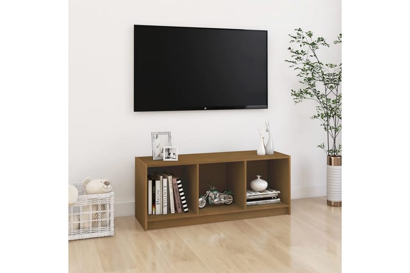 TV-benk honningbrun 104x33x41 cm heltre furu - Brun - Møbler - Mediamøbel & tv møbel - TV-benk & mediabenk