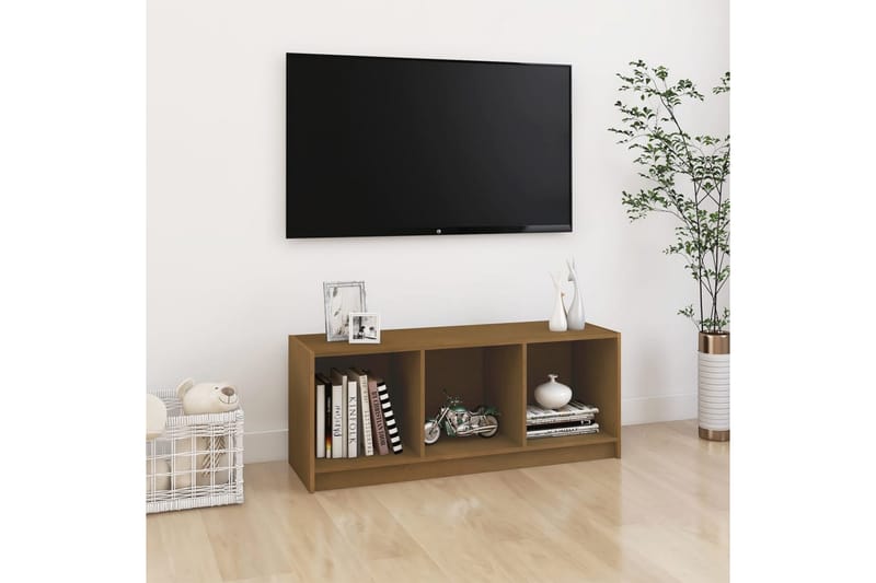 TV-benk honningbrun 104x33x41 cm heltre furu - Brun - TV-benk & mediabenk