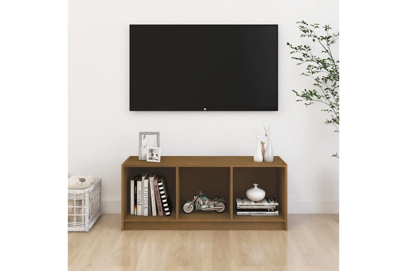 TV-benk honningbrun 104x33x41 cm heltre furu - Brun - Møbler - Mediamøbel & tv møbel - TV-benk & mediabenk