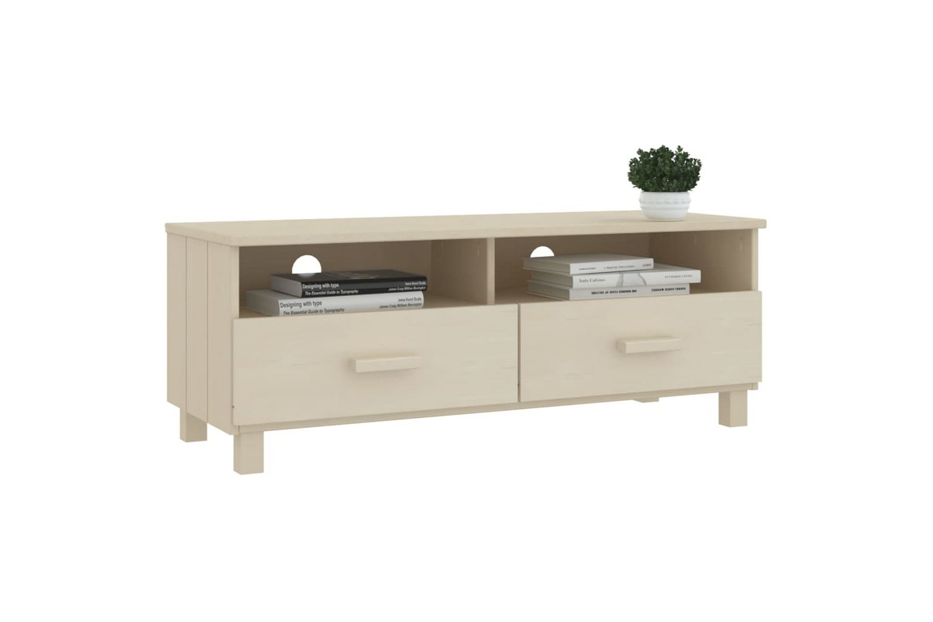 TV-benk honningbrun 106x40x40 cm heltre furu - Brun - Møbler - Mediamøbel & tv møbel - TV-benk & mediabenk