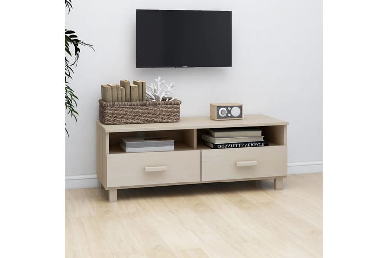 TV-benk honningbrun 106x40x40 cm heltre furu - Brun - TV-benk & mediabenk