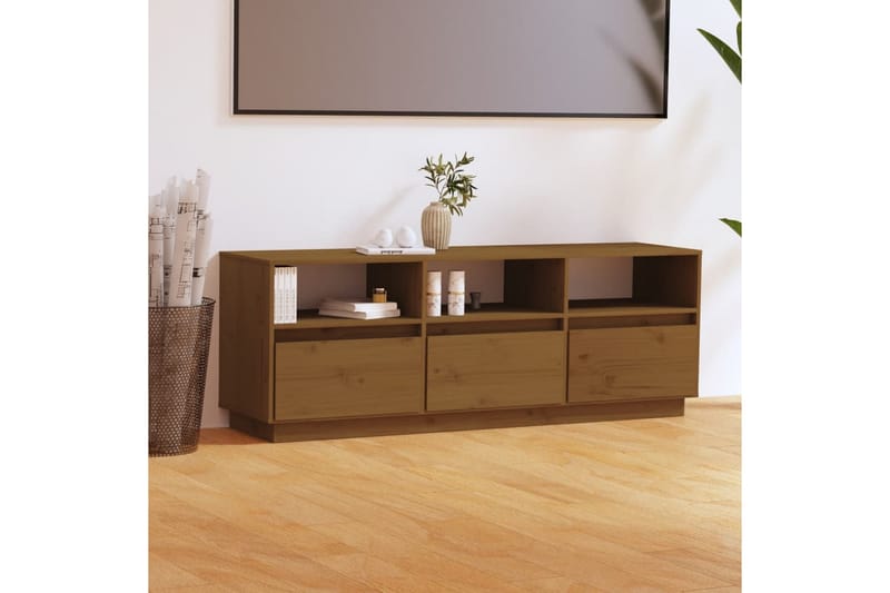 TV-benk honningbrun 140x37x50 cm heltre furu - Brun - TV-benk & mediabenk