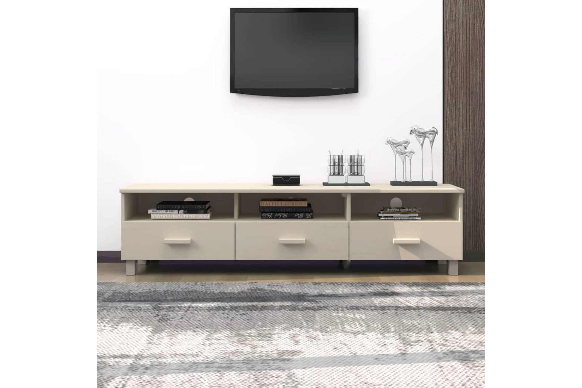 TV-benk honningbrun 158x40x40 cm heltre furu - Brun - Møbler - Mediamøbel & tv møbel - TV-benk & mediabenk