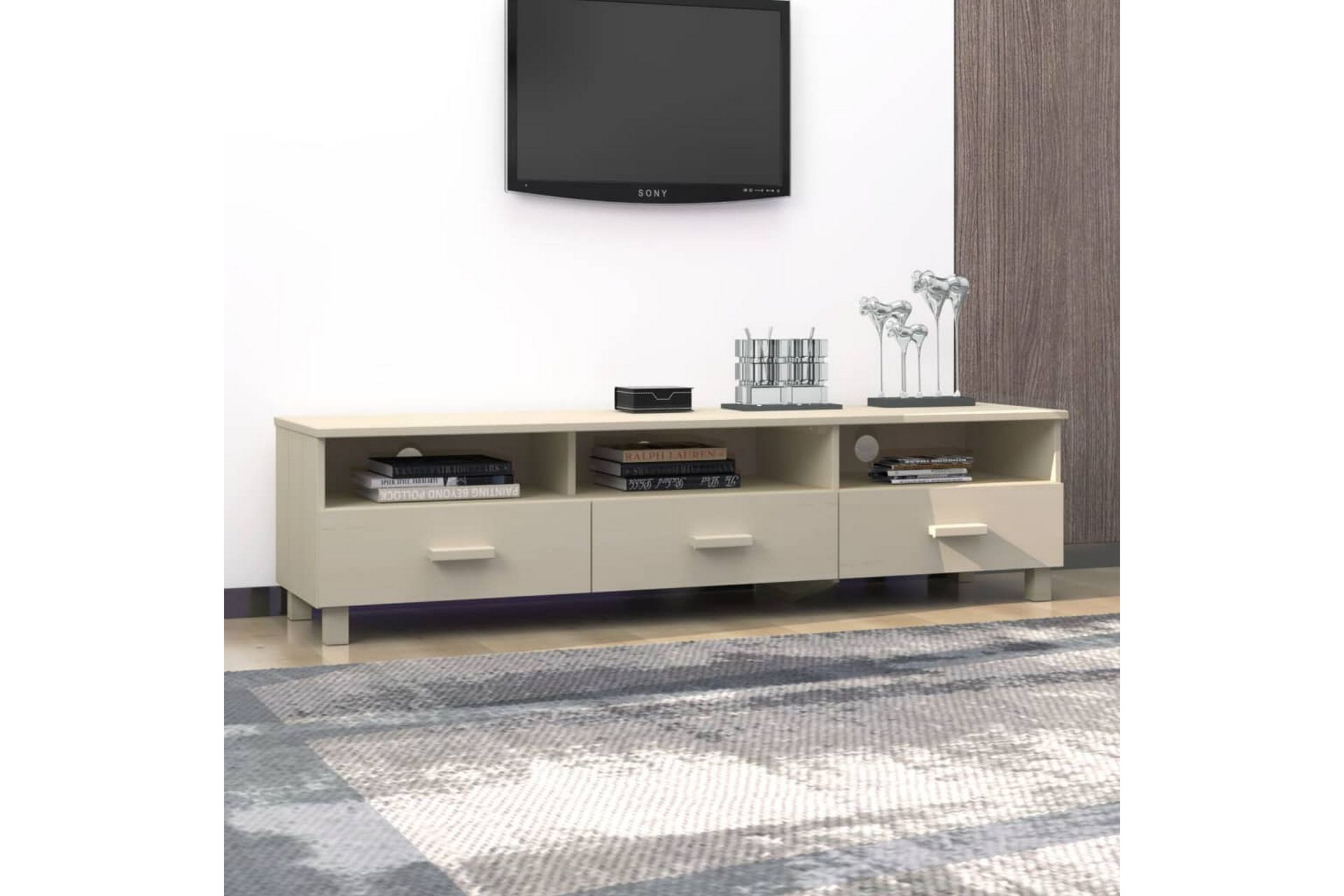 TV-benk honningbrun 158x40x40 cm heltre furu - Brun - Møbler - Mediamøbel & tv møbel - TV-benk & mediabenk