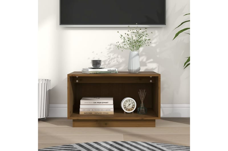 TV-benk honningbrun 60x35x35 cm heltre furu - Brun - TV-benk & mediabenk