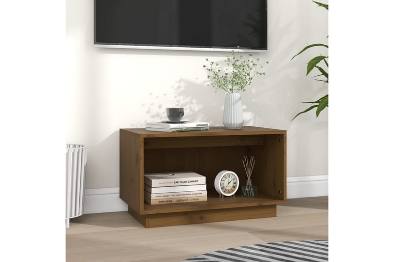 TV-benk honningbrun 60x35x35 cm heltre furu - Brun - TV-benk & mediabenk