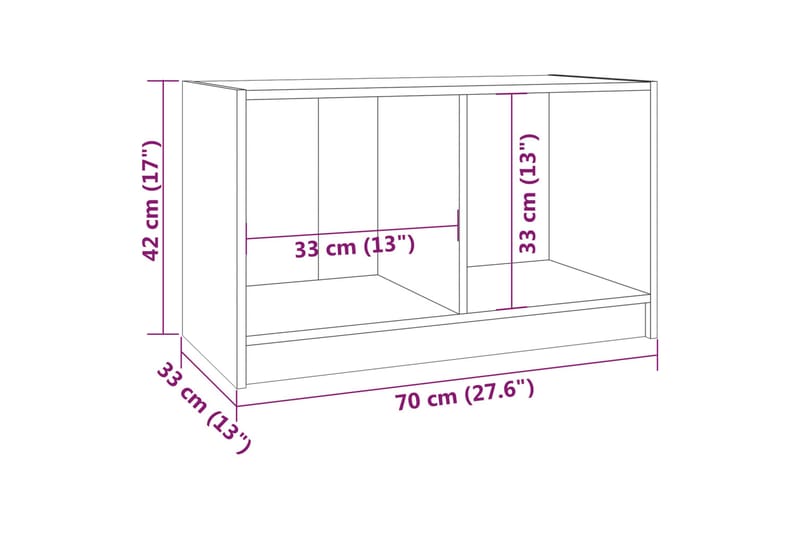 TV-benk honningbrun 70x33x42 cm heltre furu - Brun - TV-benk & mediabenk