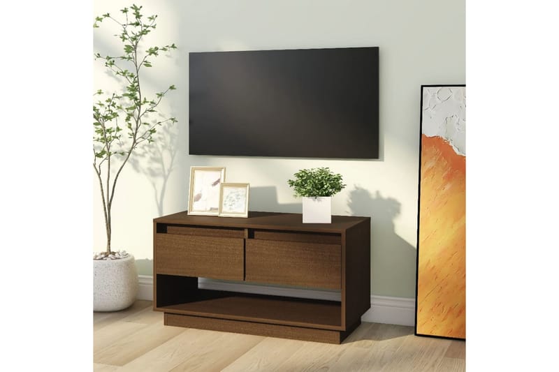 TV-benk honningbrun 74x34x40 cm heltre furu - Brun - Møbler - Mediamøbel & tv møbel - TV-benk & mediabenk