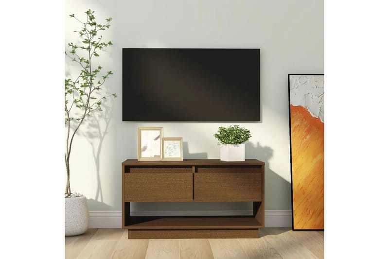 TV-benk honningbrun 74x34x40 cm heltre furu - Brun - Møbler - Mediamøbel & tv møbel - TV-benk & mediabenk