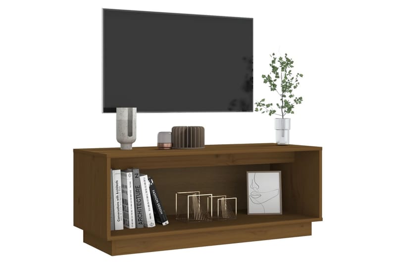 TV-benk honningbrun 90x35x35 cm heltre furu - Brun - TV-benk & mediabenk