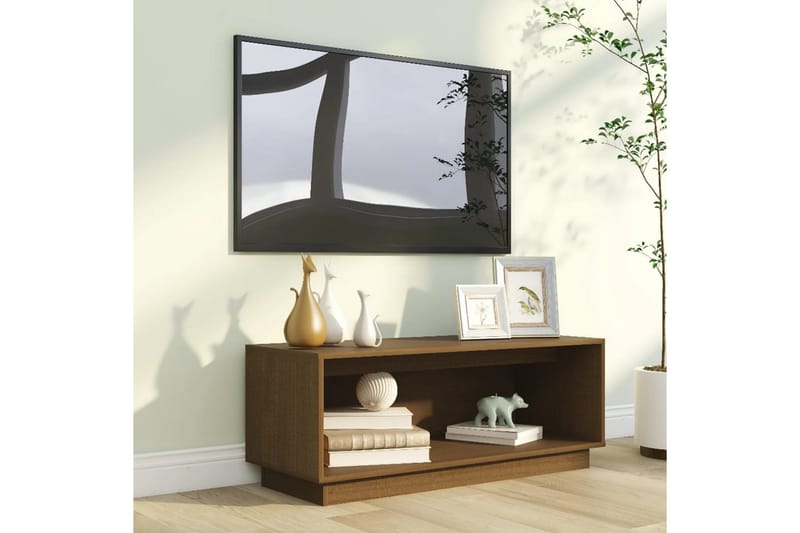 TV-benk honningbrun 90x35x35 cm heltre furu - Brun - TV-benk & mediabenk