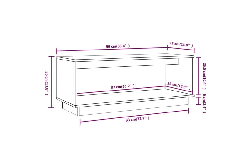TV-benk honningbrun 90x35x35 cm heltre furu - Brun - Møbler - Mediamøbel & tv møbel - TV-benk & mediabenk