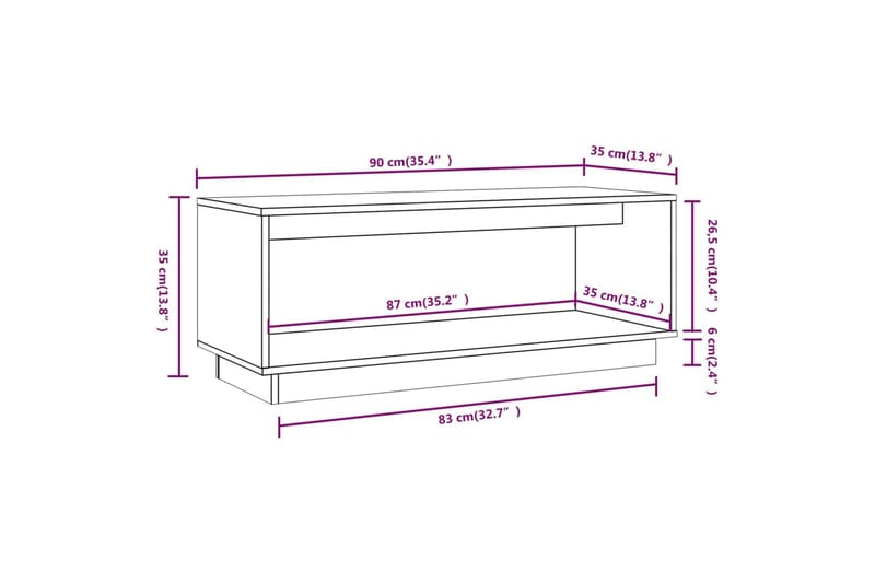 TV-benk honningbrun 90x35x35 cm heltre furu - Brun - TV-benk & mediabenk