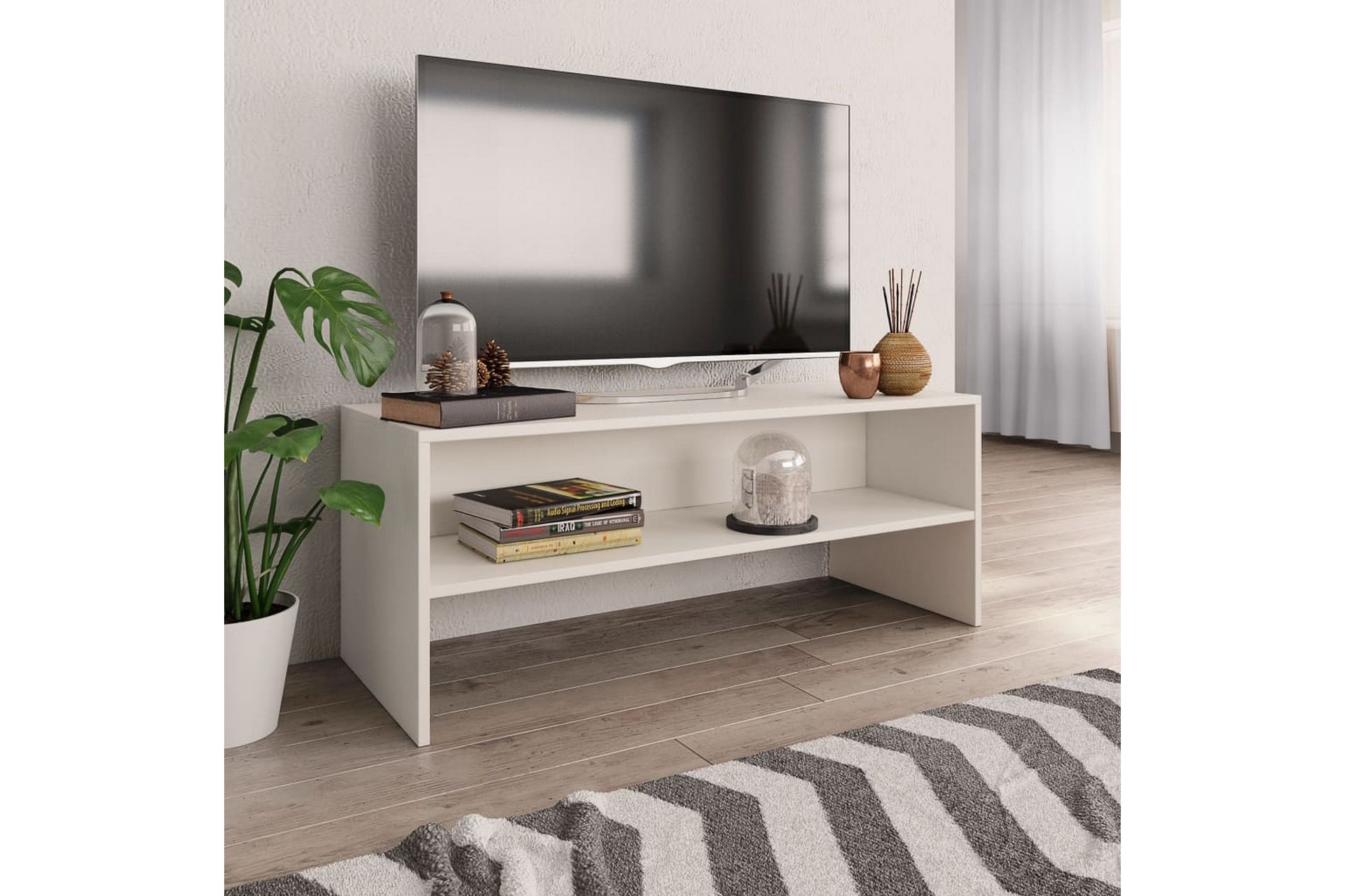 TV-benk hvit 100x40x40 cm sponplate - Hvit - Møbler - Mediamøbel & tv møbel - TV-benk & mediabenk