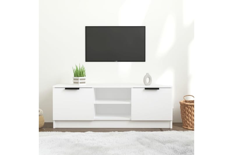 TV-benk hvit 102x35x36,5 cm konstruert tre - Hvit - Møbler - Mediamøbel & tv møbel - TV-benk & mediabenk