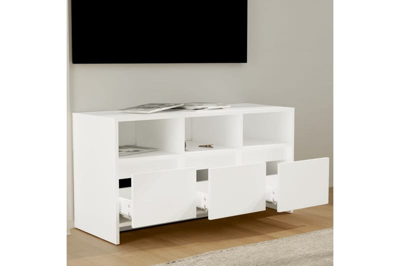 TV-benk hvit 102x37,5x52,5 cm sponplate - Hvit - TV-benk & mediabenk