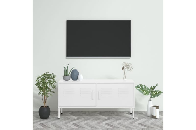 TV-benk hvit 105x35x50 cm stål - Hvit - Møbler - Mediamøbel & tv møbel - TV-benk & mediabenk